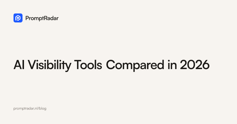Card titled AI Visibility Tools Compared in 2026 in the PromptRadar style.