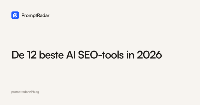 Card titled The 12 Best AI SEO Tools in 2026 in the PromptRadar style.